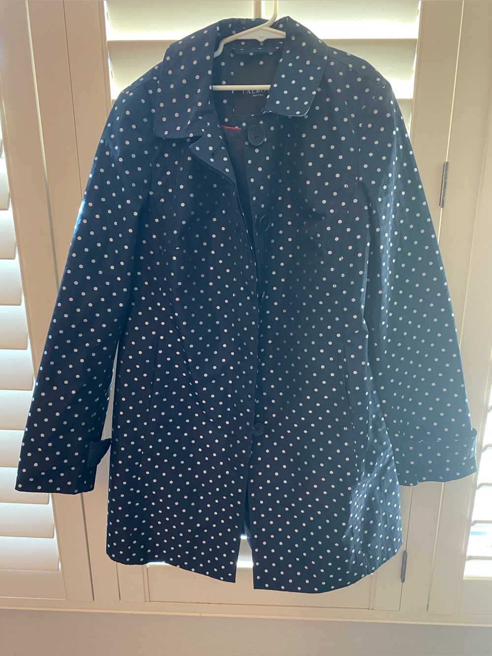 NWT Talbots Navy Polka Dot Trench Coat